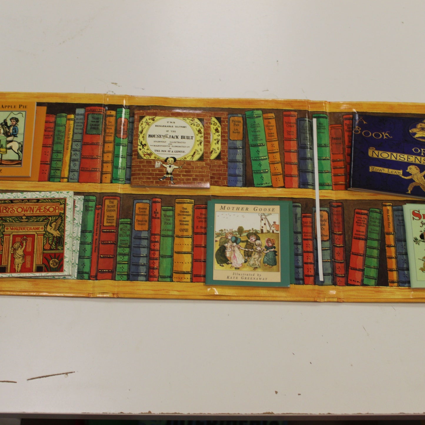 THE BOOK CUPBOARD: HOUSE THAT JACK BUILT, THE HISTORY OF APPLE PIE, MOTHER GOOSE, BABY'S OWN AESOP, SING A SONG FOR SIXPENCE, A BOOK OF NONSENSE